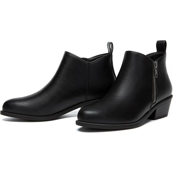 Comfortable Women's Round Toe Chunky Low Heel Ankle Boots - Versatile Style - Picture 4 of 6